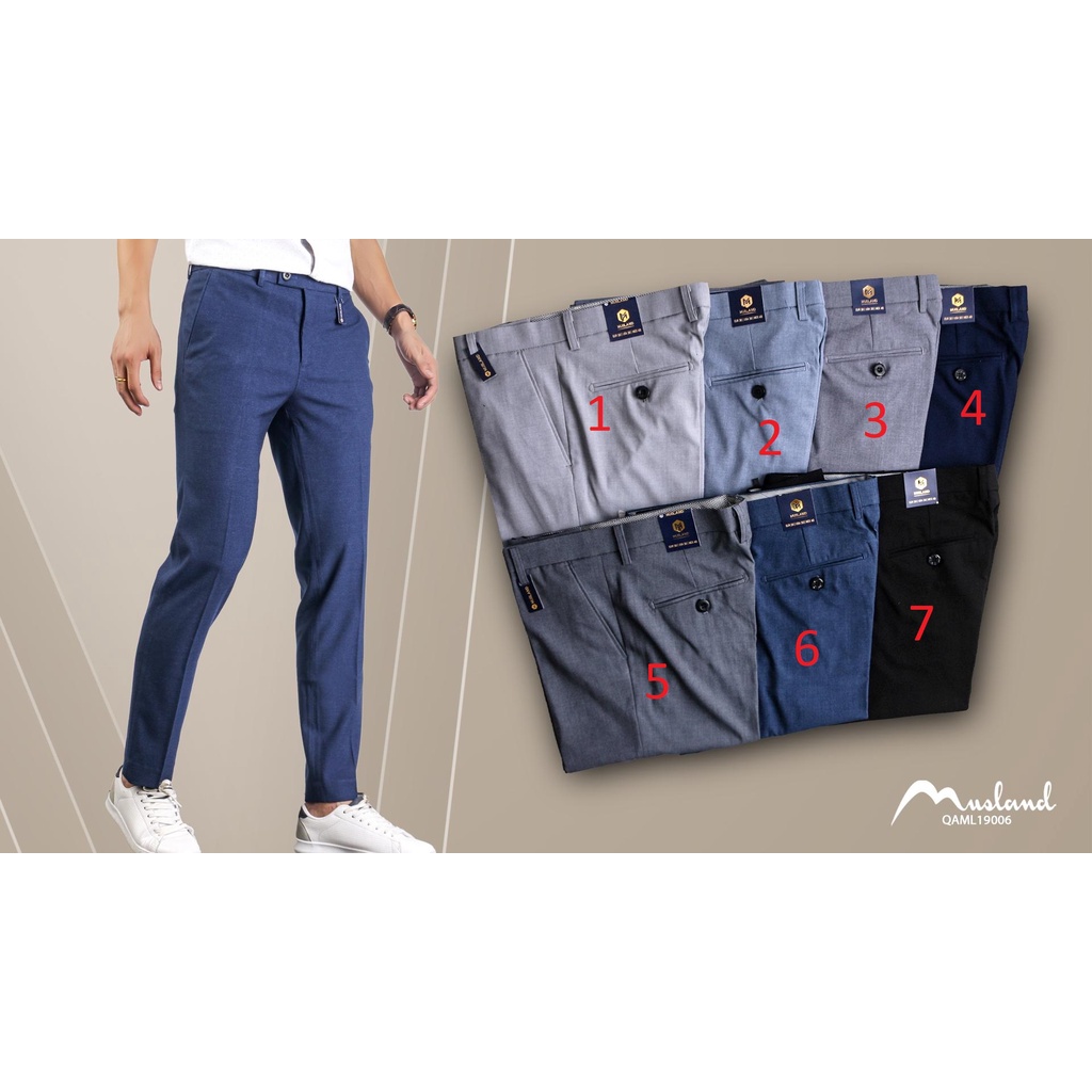 Quần Âu Nam Cao Cấp Dày dặn, Co giãn thoải mái form Silmfit lên dáng cực đẹp chính hãng MUSLAND VNXK QAML19006)