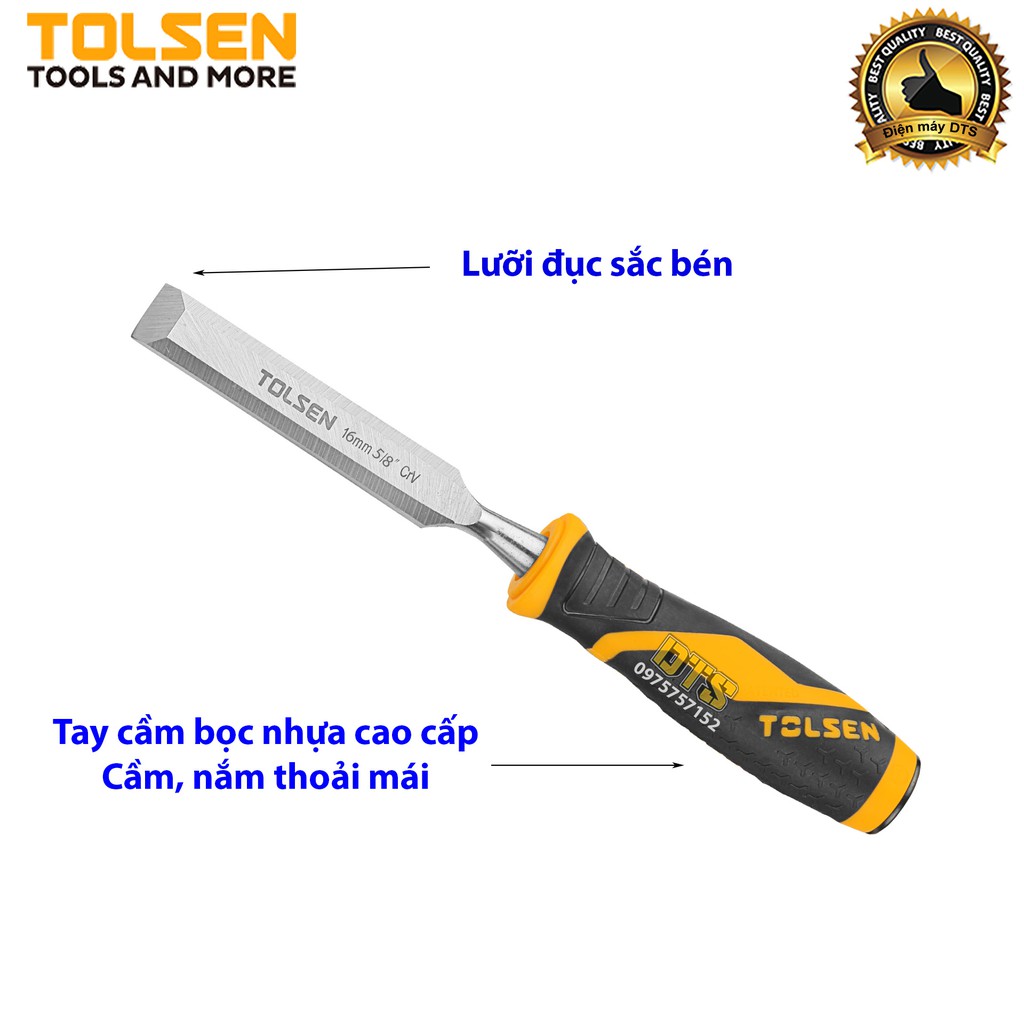 Đục gỗ mũi dẹt cầm tay chuẩn công nghiệp TOLSEN 16mm (5/8 inch) - Tiêu chuẩn xuất khẩu Châu Âu