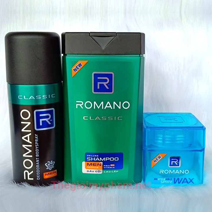 Combo Xịt Romano 150g + Gội Romano180g + Wax Romano 60g