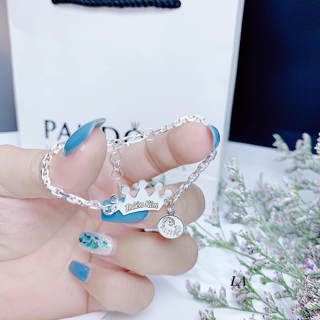 FREE SHIP LẮC TAY BÉ VƯƠNG MIỆN BẠC TA KHẮC TÊN