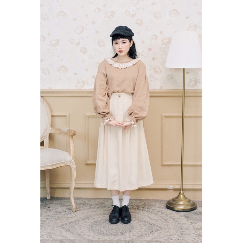 Tanamidi midi Skirt - chân váy linen suông dài