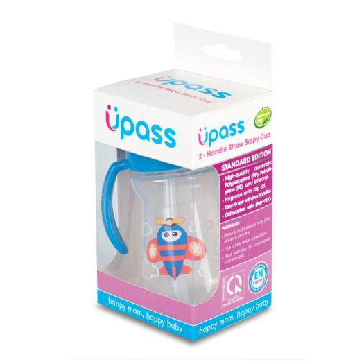 BÌNH UỐNG NƯỚC 2 TAY CẦM CÓ ỐNG HÚT  UPASS UP0080N