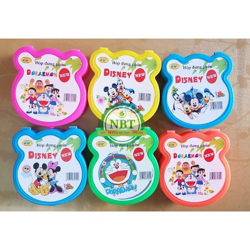 Hộp đựng phấn học sinh hình gấu và hình vuông to - tặng kèm 2 viên phấn + lau bảng  - màu sắc đa dạng