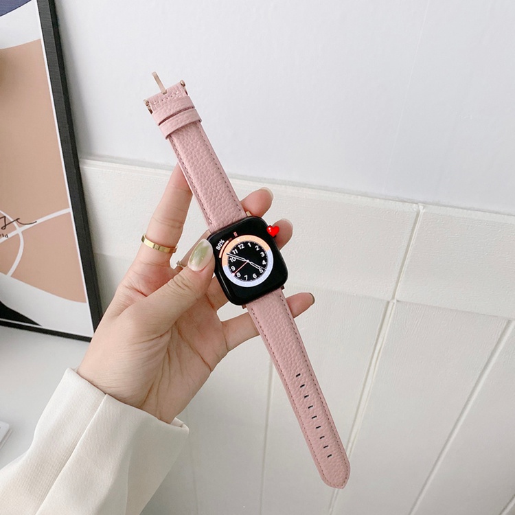 Dây da cho iwatch seri 7/6/5/4/3/2/1/SE, đồng hồ T500, W26, HW12, logo táo...  Fullsize 38/40/41 - 42/44/45mm