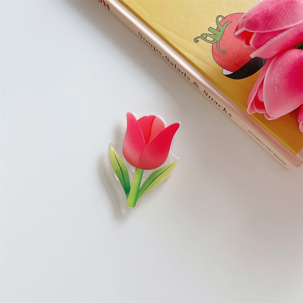 Giá Đỡ Điện Thoại Bằng PC Họa Tiết Hoa Tulip / Vịt Hoạt Hình Dễ Thương Có Thể Gấp Gọn Tiện Dụng