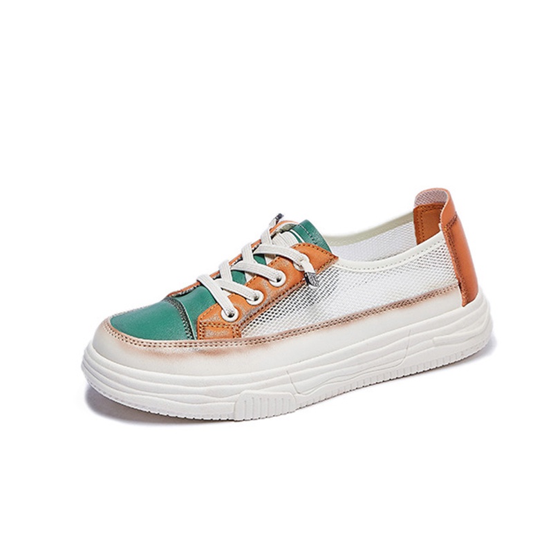 Giày IELGY lưới thoáng khí màu xanh lá/ màu cam phong cách Hàn Quốc thời trang cho nữ
