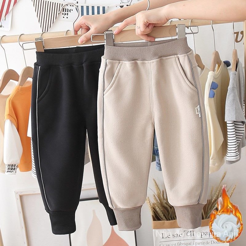 Autumn And Winter Sporty Boys Sport Pants Velvet Pants