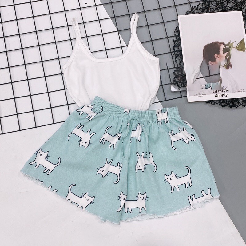 Quần đùi short nữ THE MEI 1992 cao cấp - Quần sooc nữ mặc ở nhà cotton mát lạnh siêu xinh hình ngộ nghĩnh | BigBuy360 - bigbuy360.vn