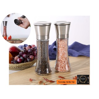 Dụng cụ xay tiêu bằng tay vặn viền inox 304, cối xay tiêu cầm tay vặn viền inox 304