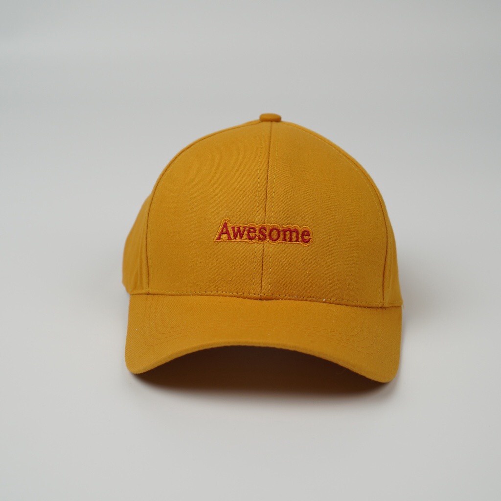 Nón kết nam nữ thêu chữ Awesome, mũ lưỡi trai bóng chày thể thao nhiều màu Unisex Hàn Quốc Sollle