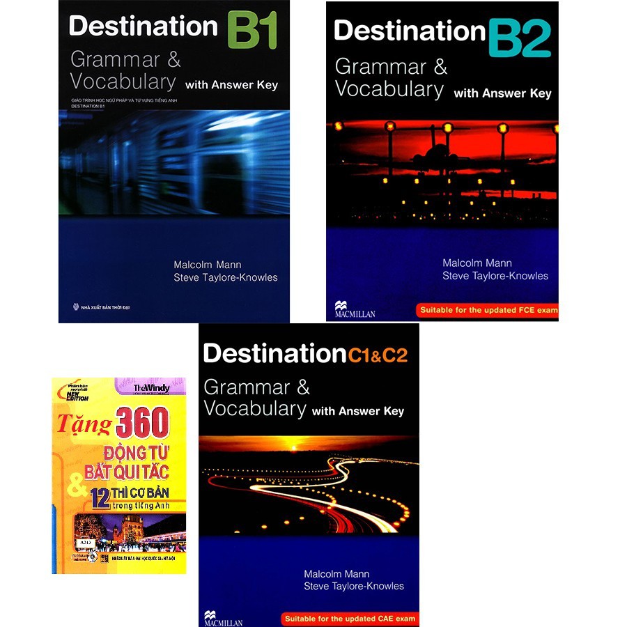 Sách - Combo 3 Cuốn Destination Grammar & Vocabulary B1, B2 Và C1&C2 Tặng 360 Động Từ Bất Quy Tắc Và 12 Thì Tiếng Anh