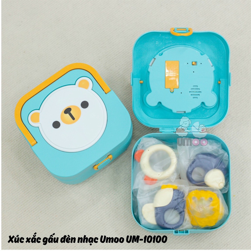 Đồ chơi gặm nướu an toàn hãng Umoo 10 món- hộp đựng có nhạc vui nhộn, xinh xắn