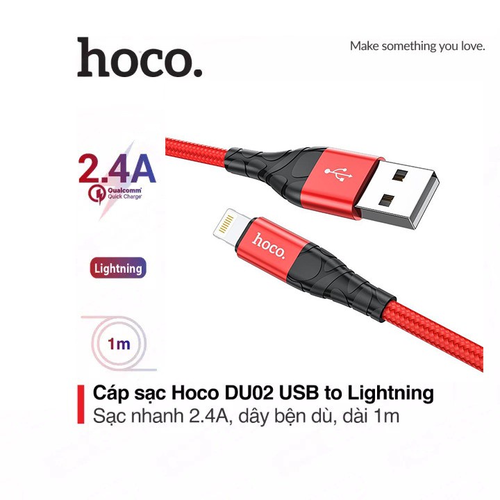 Cáp Dù Sạc Nhanh 2.4A Hoco DU02 - Chính Hãng