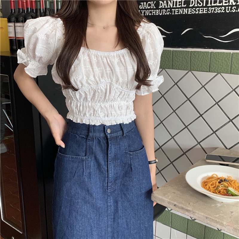 Áo sơ mi SUXI cotton màu trơn ôm dáng dễ thương thời trang mùa hè cho nữ