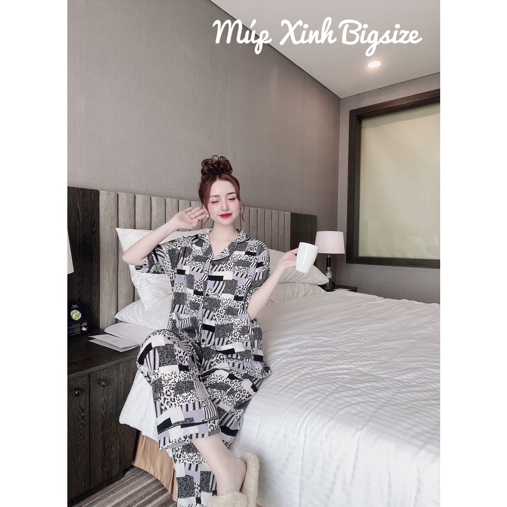 [ Bigsize 50-100kg] Bộ Dài Xẻ Tà Lụa Mango Cao Cấp Mặc Nhà Cho Nàng Múp