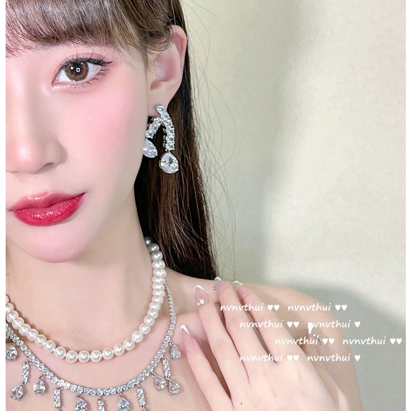 Vòng cổ Mặt Hình Giọt Nước Đính Ngọc Trai Lấp Lánh Thời Trang Cho Nữ