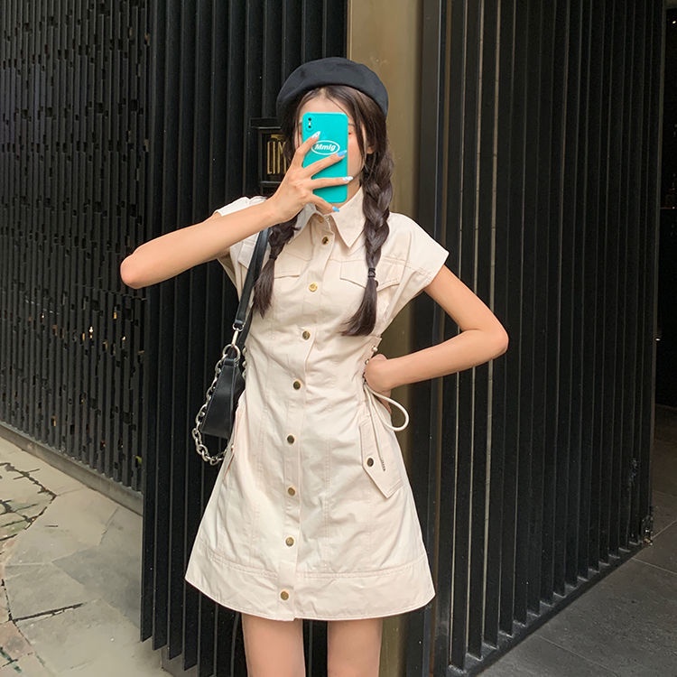 Đầm Tay Ngắn Cổ Polo Kiểu Pháp Thiết Kế Trẻ Trung Cho Nữ