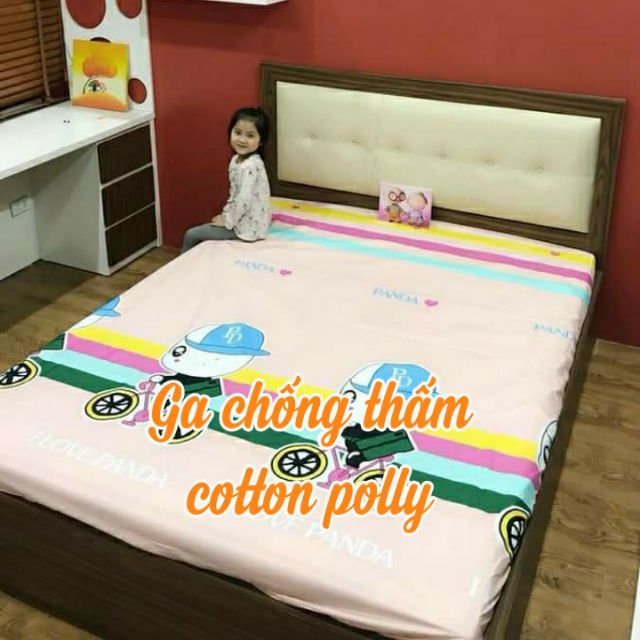 Ga chống thấm cotton Polly (bé tè lau là sạch) nằm trực tiếp