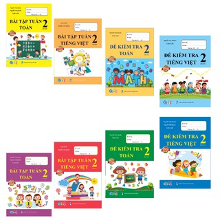 Sách - Combo Bài Tập Tuần và Đề Kiểm Tra Toán và Tiếng Việt Lớp 2 - Cả Năm (8 cuốn)