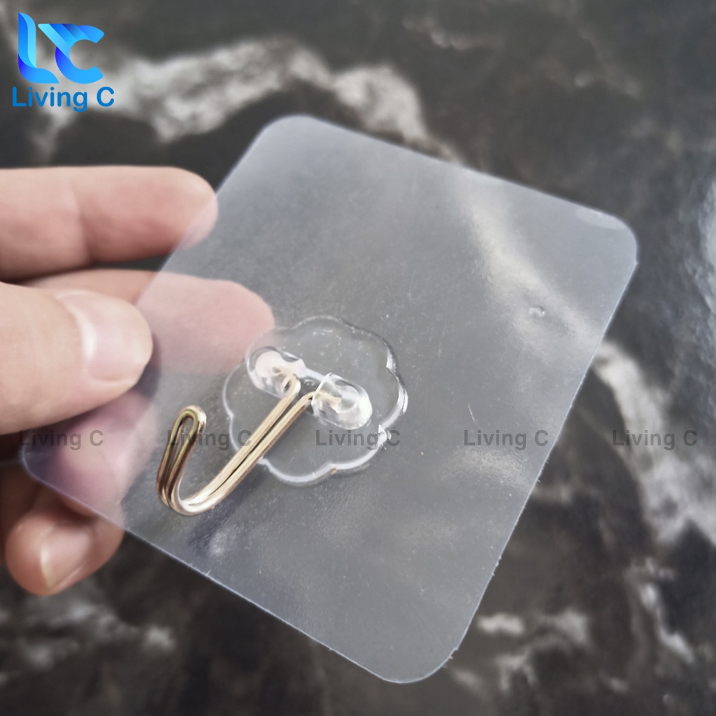 Móc dán tường chịu lực Living C, bộ 10 miếng dán tường siêu dính size to chịu lực tốt dán trên gạch men, kính _MB