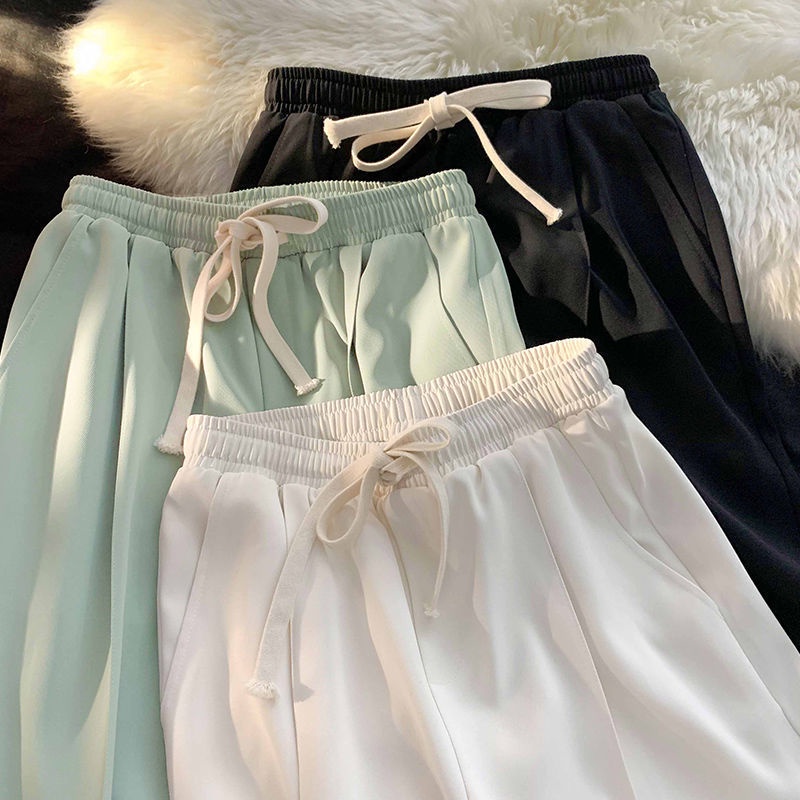 Jiashucheng Quần Dài Ống Rộng Màu Xanh Bạc Hà Phong Cách Nhật Bản