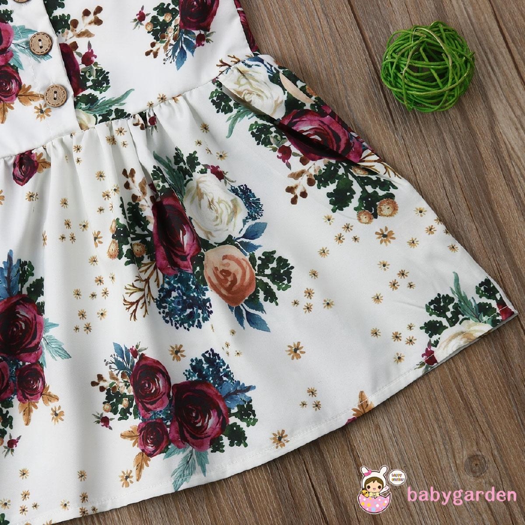 Đầm xòe không tay họa tiết hoa dễ thương cho bé gái