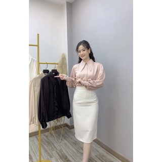 Sơ mi cổ lá lụa vân gỗ