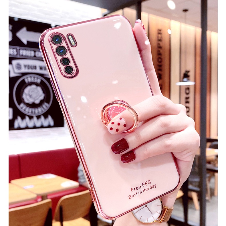 ỐP LƯNG SILICON OPPO RENO 3, A91 KÈM IRING SANG TRỌNG