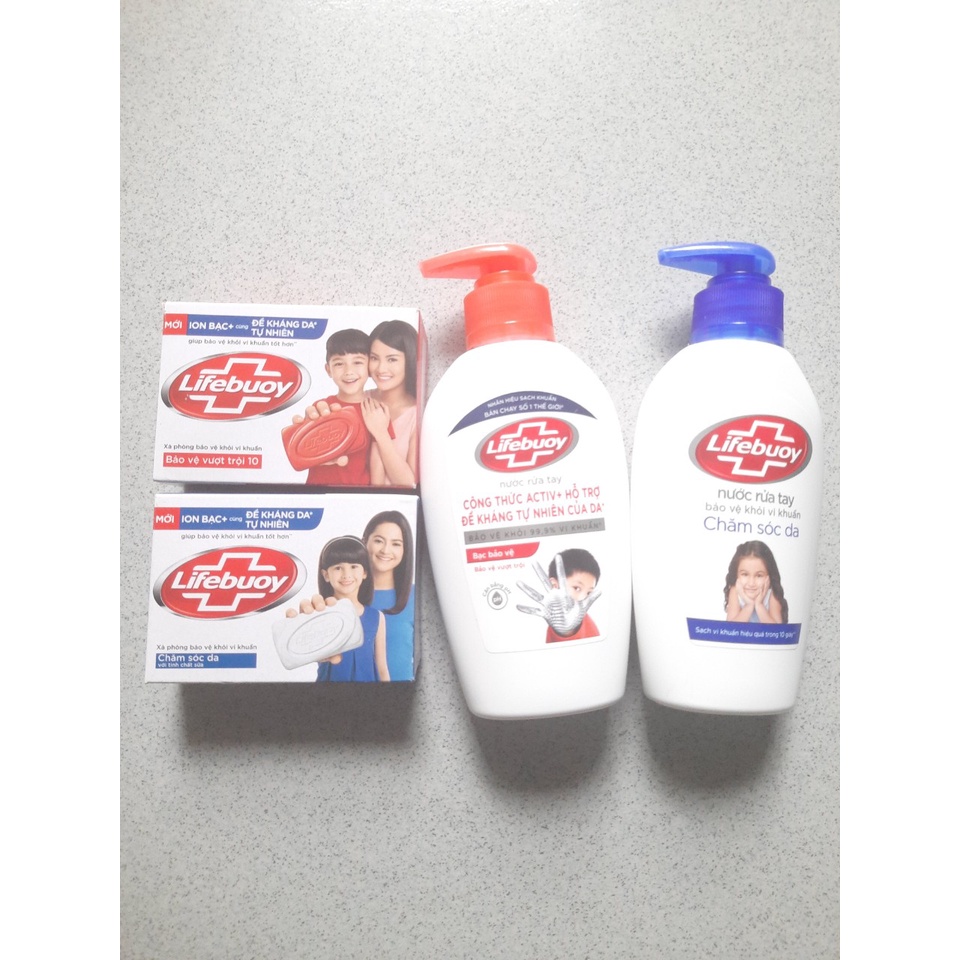 (Combo) xà bông cục 90g Lifebouy + 1 chai nước rửa tay lifebouy 180g