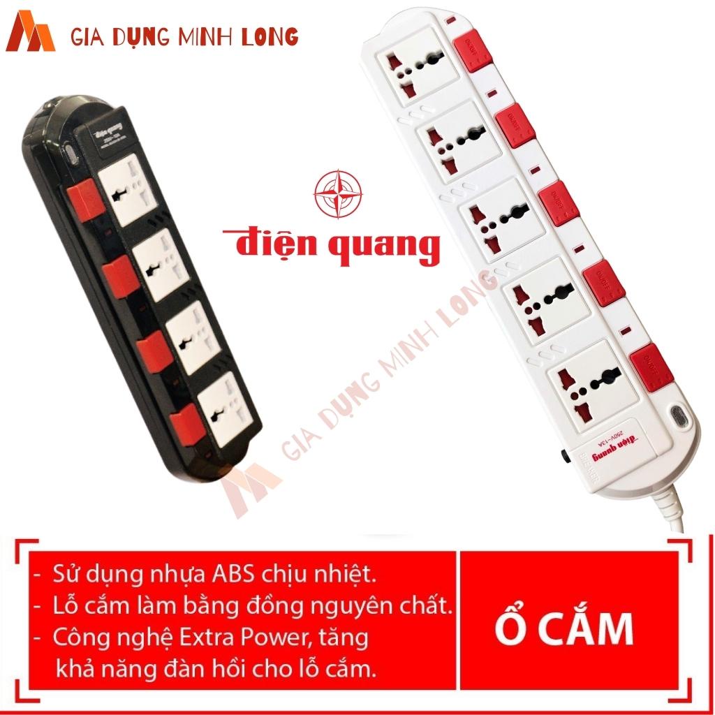 Ổ cắm điện quang 4 lỗ, 5 lỗ đa năng- Ổ cắm ĐQ ESK SM740-750SL chịu tải 2 màu trắng -đen