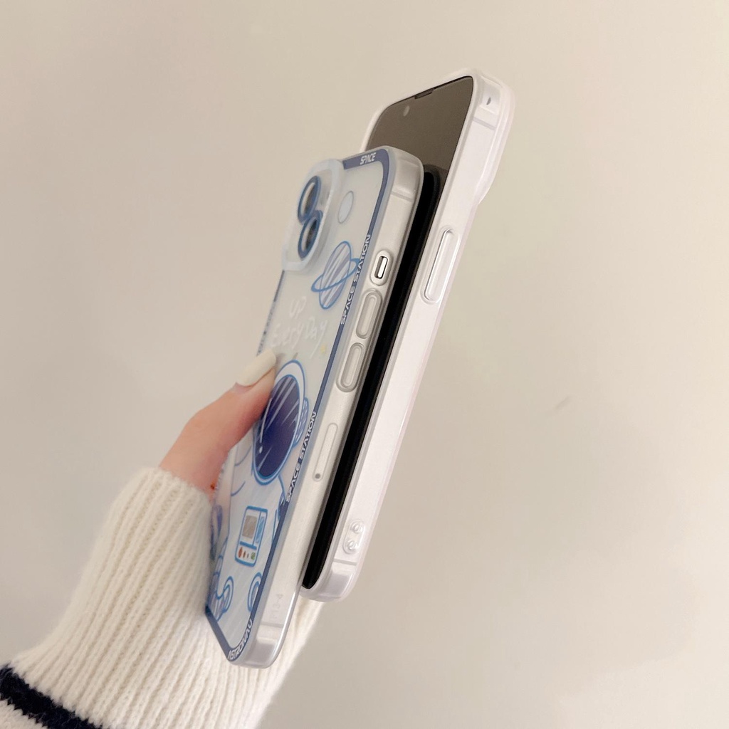 Transparent Cute Astronaut Jane flash drill Compatible for iphone 13 12 11 pro max x xr xsmax 7/8plus TPU phone case cover