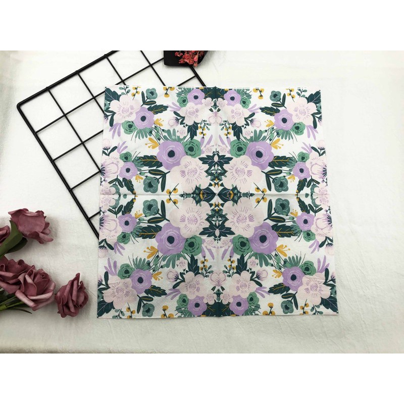 Set 20 Khăn Ăn In Họa Tiết Hoa Nhiều Màu Sắc Dùng Cho Tiệc Cưới