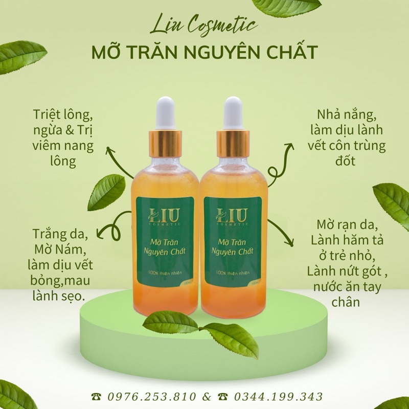 [FREE SHIP] MỠ TRĂN NGUYÊN CHẤT 100% _ MỠ TRĂNG TRIỆT LÔNG CAO CẤP LIU COSMETIC