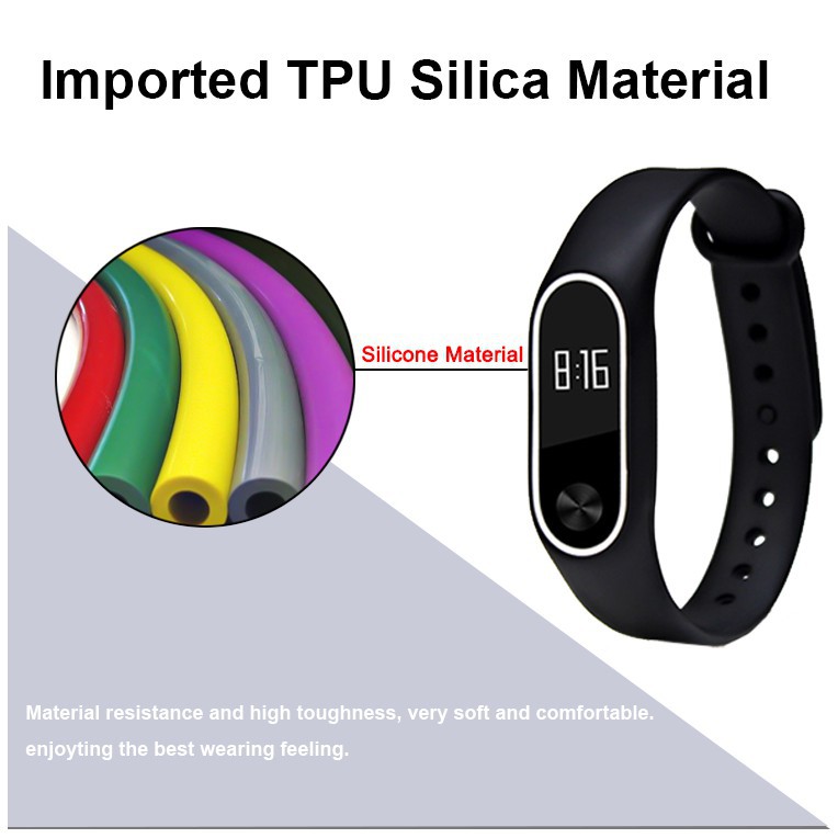 Duo Teng Dây Đeo Silicon Thay Thế Màu Trơn Cho Xiaomi Mi Band 2