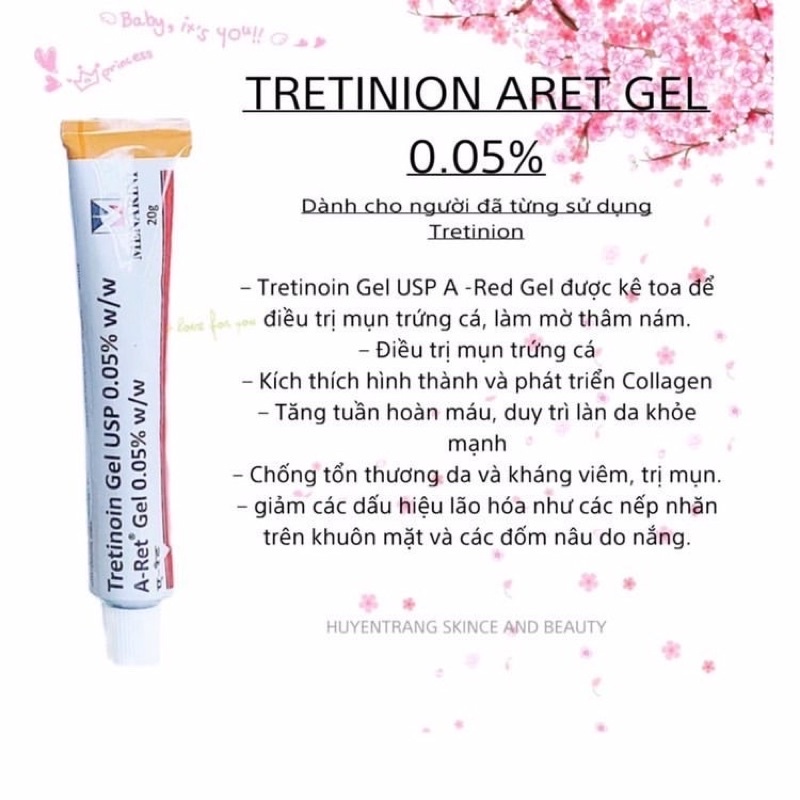 Gel dưỡng giảm mụn, chống lão hóa da Tretinoin Aret Ấn Độ 20g