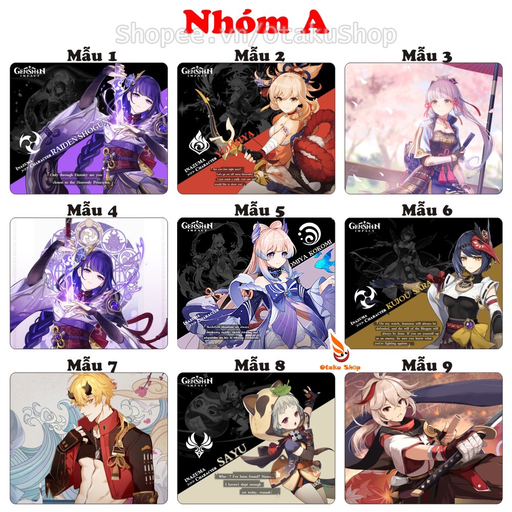 <45 mẫu>Lót chuột máy tính Anime Game Genshin Impact kích cỡ bàn di chuột lớn 20x24cm chất liệu mouse pad bằng cao su | BigBuy360 - bigbuy360.vn