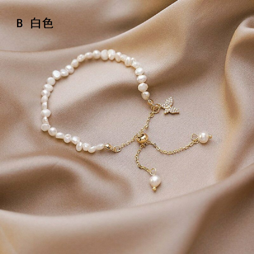 Vòng Tay Hợp Kim Hình Bướm Đính Ngọc Trai Giả Xinh Xắn