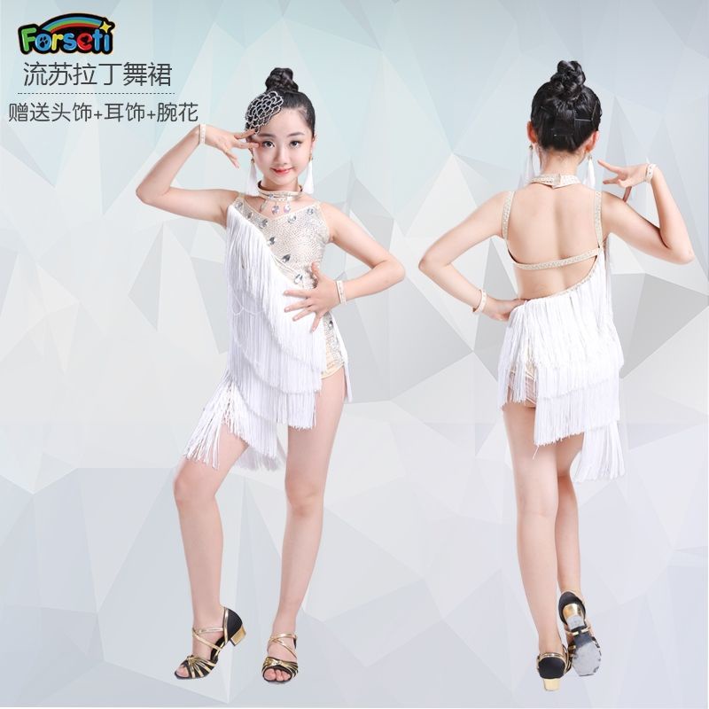 Đầm Khiêu Vũ Latin Đính Kim Cương Giả Phối Tua Rua Thời Trang Mùa Hè Mới Cho Nữ