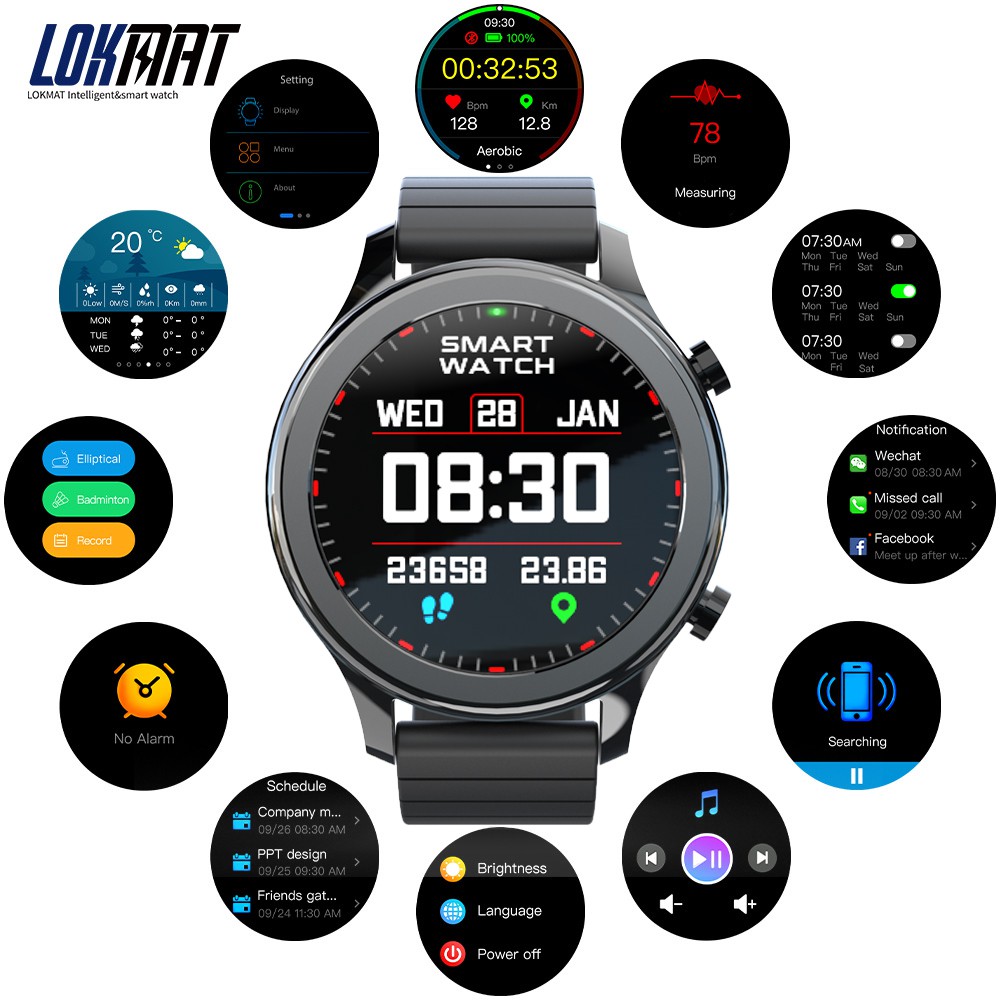 LOKMAT TIME Smart Watch Full Touch Screen Fitness Tracker Heart Rate Monitor Blood Oxygen Couple Smartwatches For IOS Android