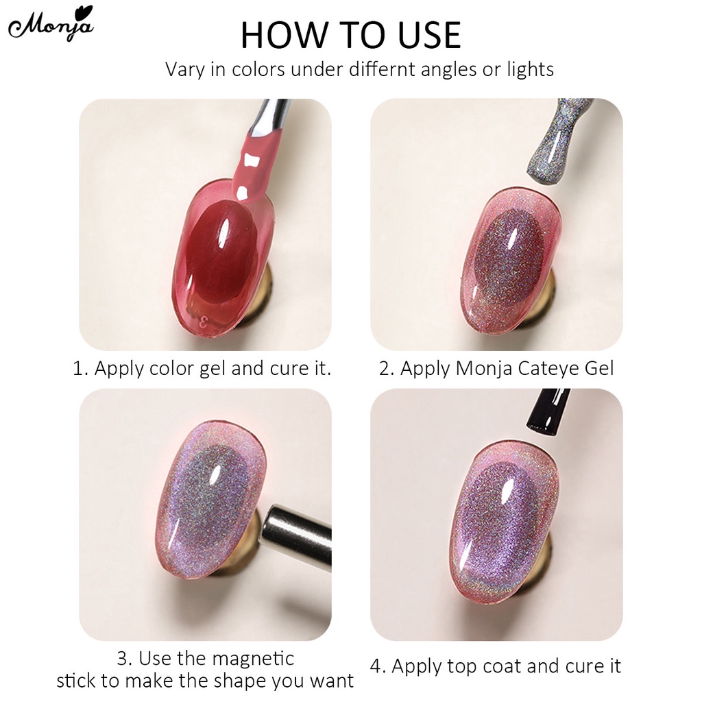 Gel sơn móng tay MONJA 8ml hiệu ứng mắt mèo phản quang từ tính độc đáo cao cấp