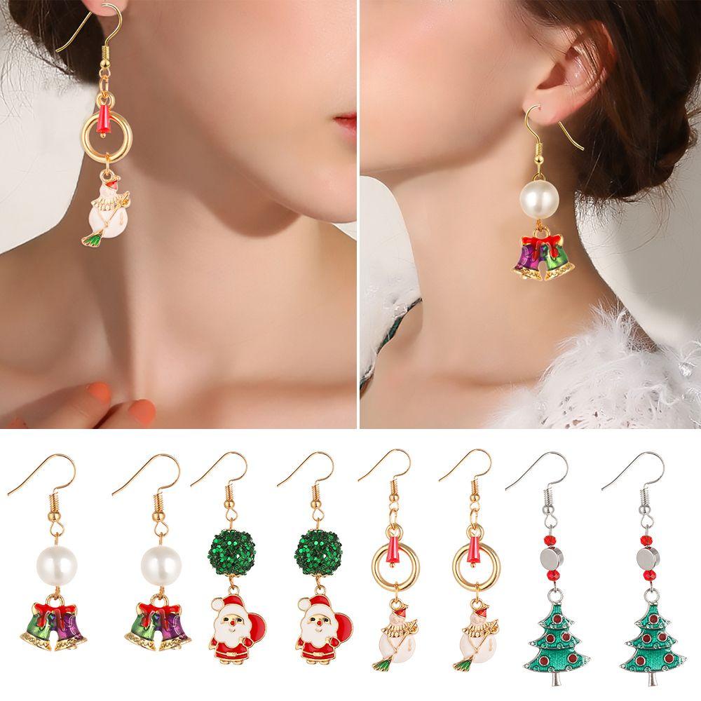 Khuyên Tai Dáng Dài Mặt Hình Ông Già Noel Tuần Lộc Giáng Sinh