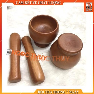 Bộ cối chày gỗ lu cao cấp
