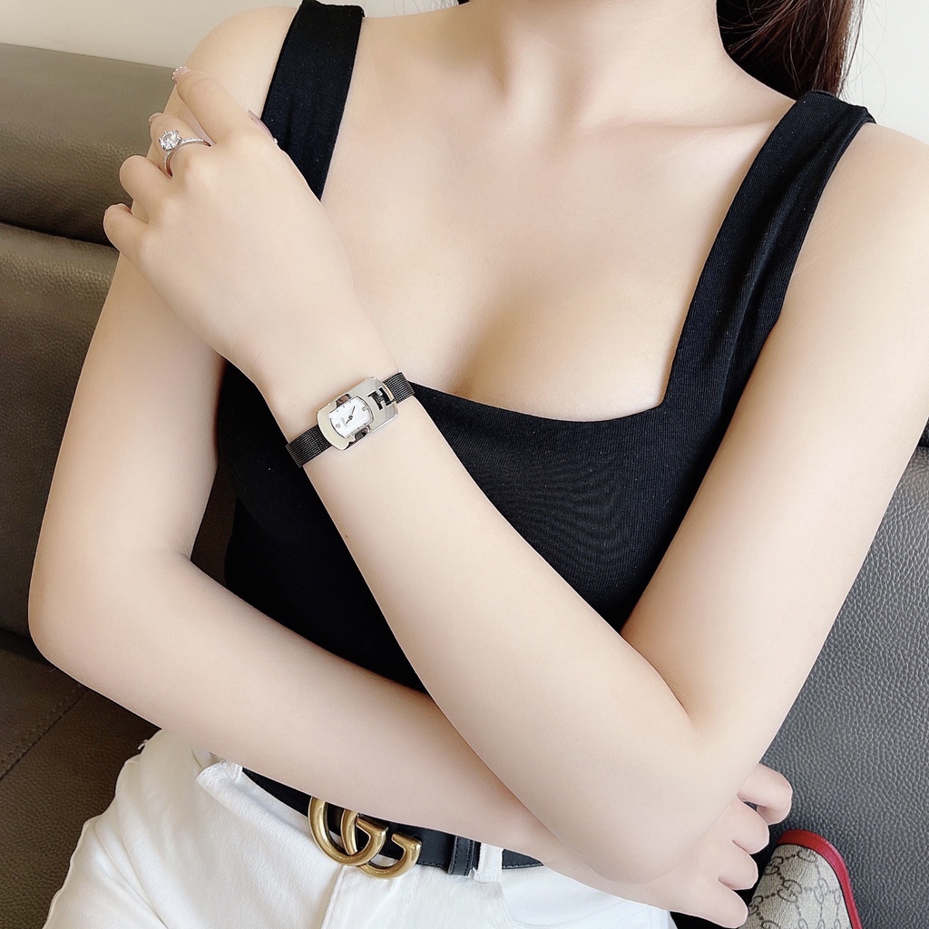 Đồng hồ nữ Fendi Chameleon, đính diamond, dây mesh kim loại lưới màu đen