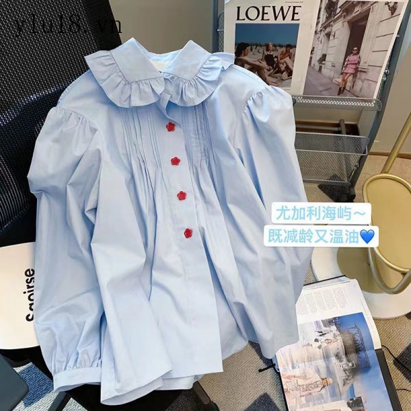 Áo Sơ Mi Cổ Búp Bê Phong Cách Pháp Thời Trang Xuân Thu Cá Tính Cho Nữ