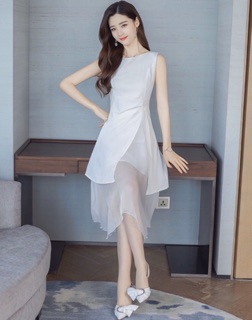 Đầm trắng phối voan (kèm hình thật)