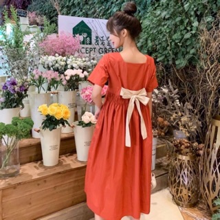 Đầm babydoll suông mint nơ sau, bầu mặc đẹp (kèm hình thật)