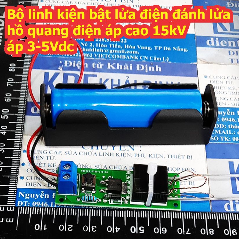 Bộ linh kiện bật lửa điện đánh lửa hồ quang điện áp cao 15kV áp 3-5Vdc kde8149