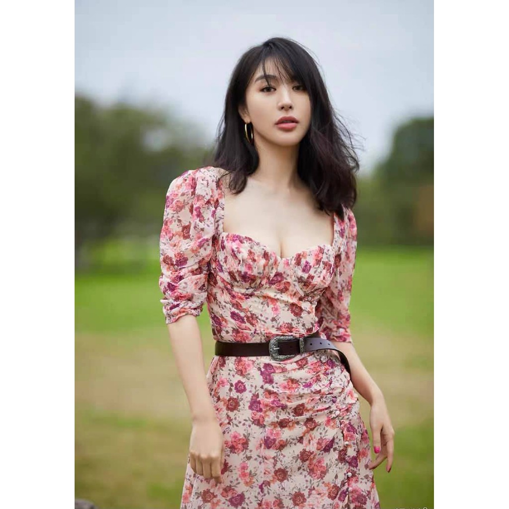Zara Morocco full tag - Đầm Zara hoa hồng dáng ôm ngực corset xinh đẹp DH3OMCG69N10