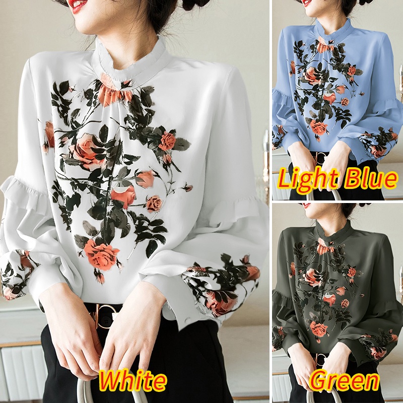 Áo Zanzea tay phồng họa tiết vintage thời trang cho nữ