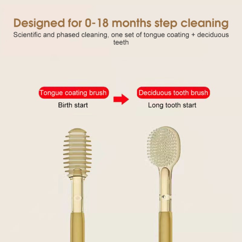 Bàn Chải Đánh Răng Silicone Cấp Thực Phẩm An Toàn Cho Bé 0-18 Tháng Tuổi